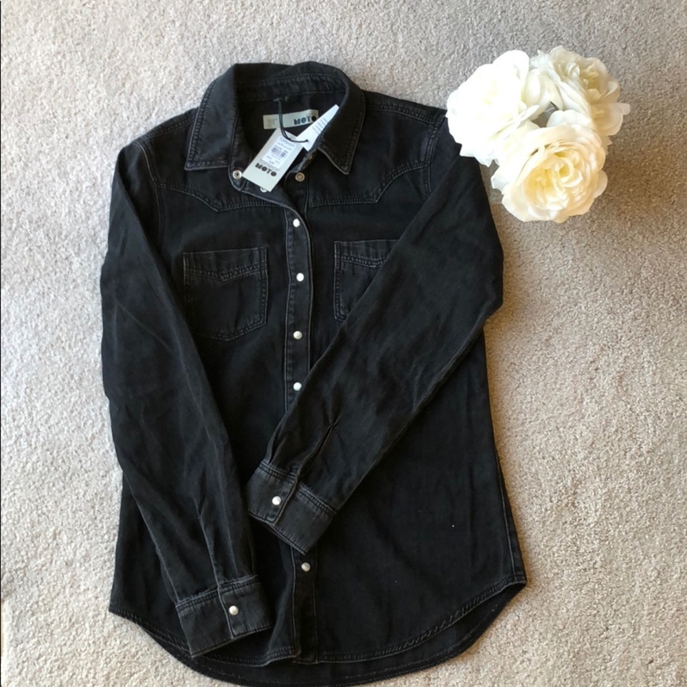 Topshop NWT Western Style Black Jean Denim Shirt